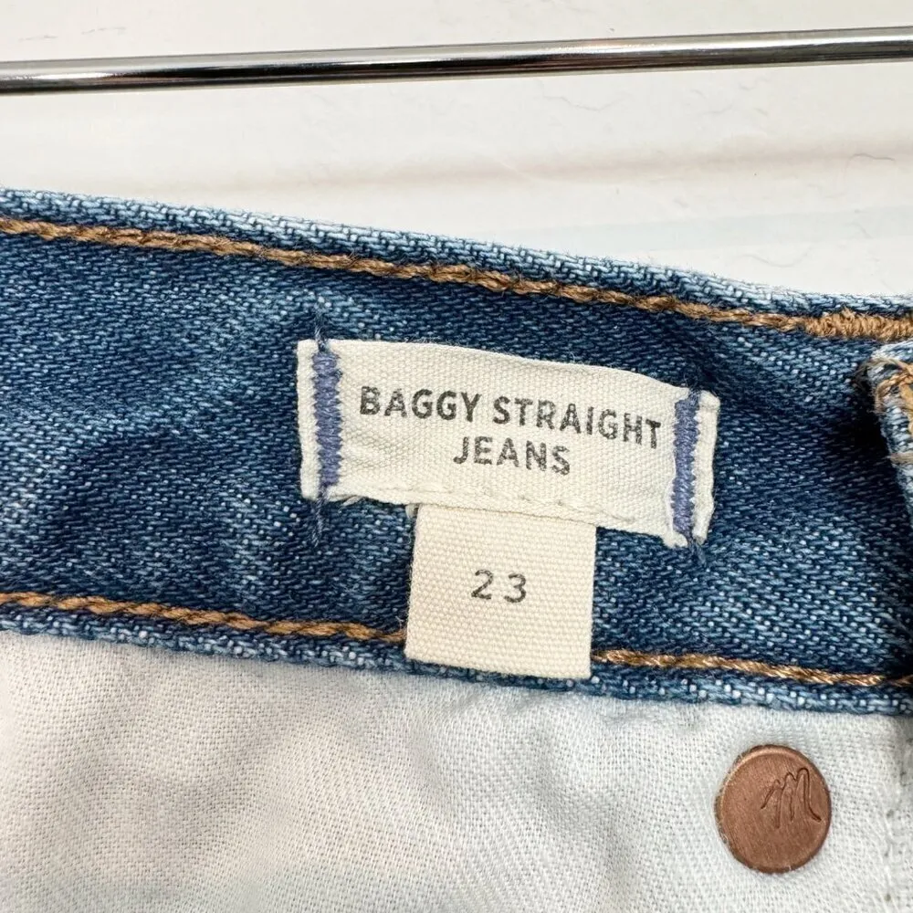 Madewell Baggy Slouchy Rigid Straight Dark Worn Indigo Blue Jeans Casual Size 23 - Image 5