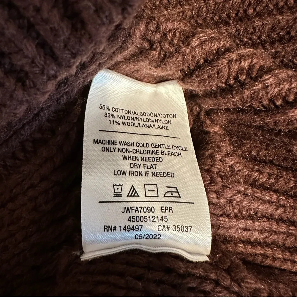 Joe’s Jeans The Ara Sweater size Large Brown Cotton Wool Chunky Knit Square Neck - Image 12
