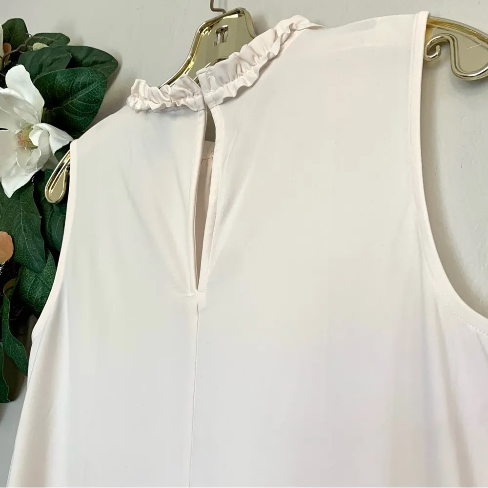 Ann Taylor Factory White Ruffle Sleeveless Blouse - Image 3