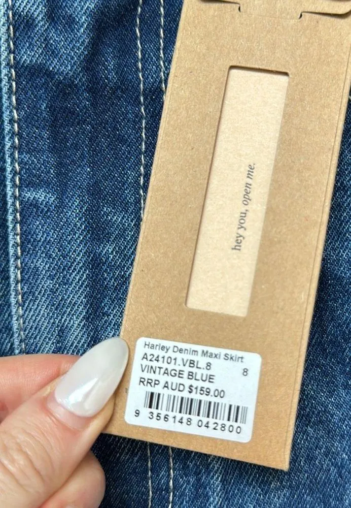 ONE MILE HARLEY DENIM MAXI SKIRT Size 4 - Image 3