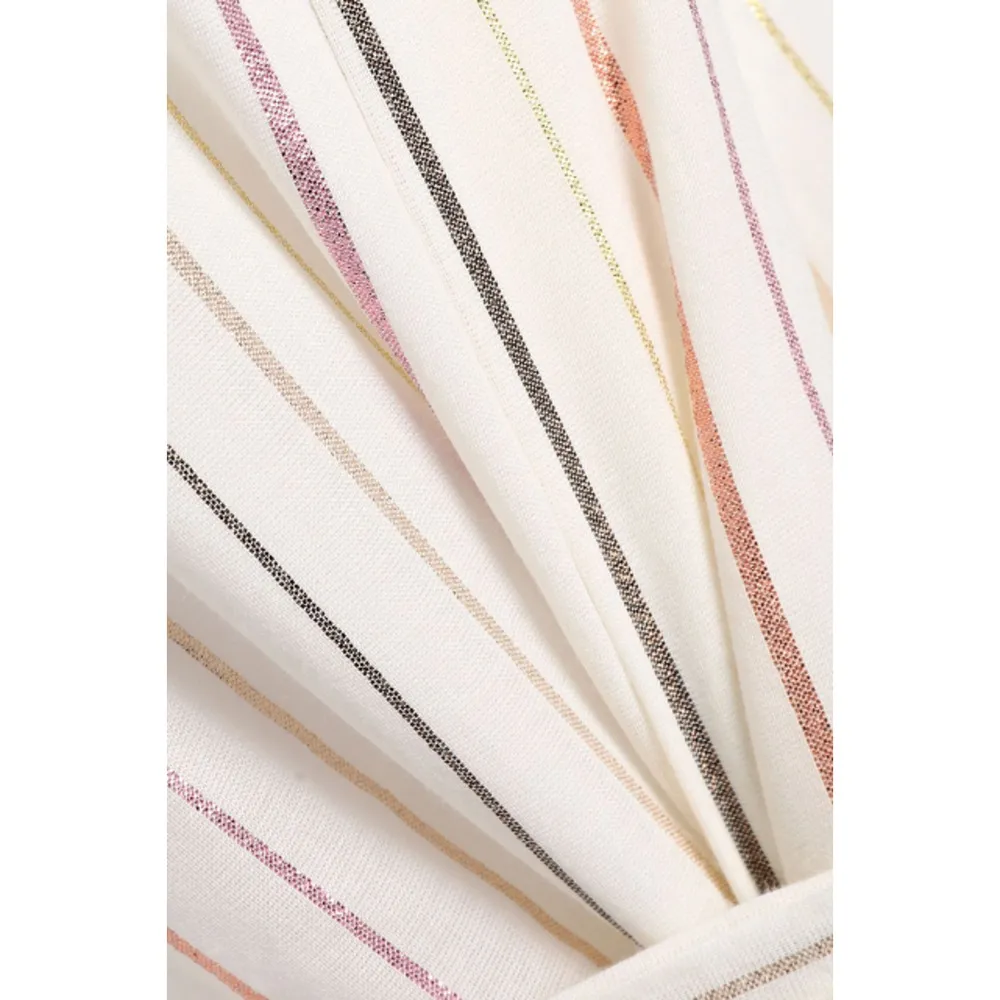 JOIE Shift Shirt Dress Semra Ivory Shimmery Stripes Porcelain Cotton Belted XS - Image 4