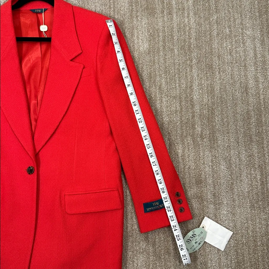 Hawksley & Wight NWT Vintage Deadstock Red Valentines Blazer Work Wool Women 12 - Image 3