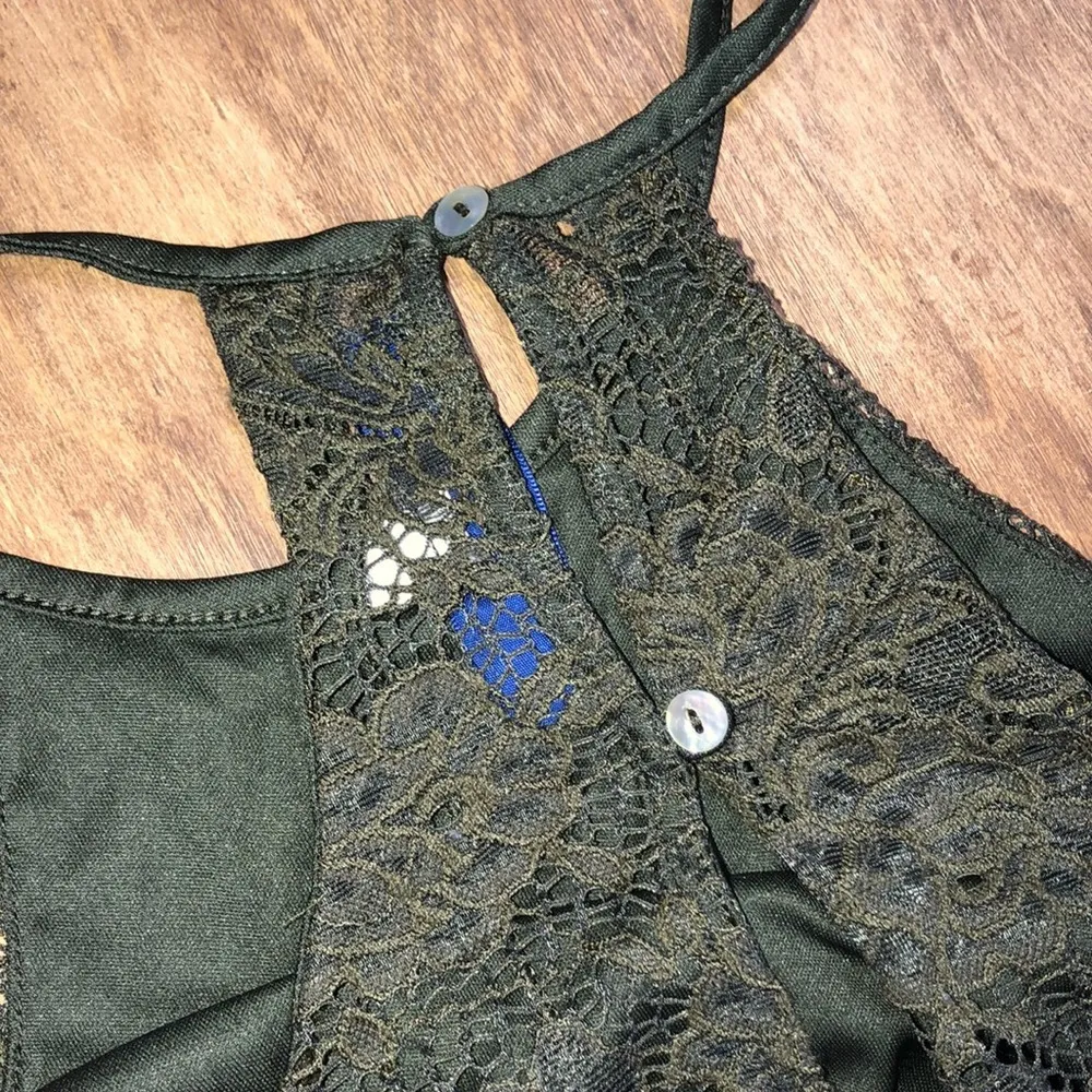 Blue Rain size medium olive green flirty romper - Image 5