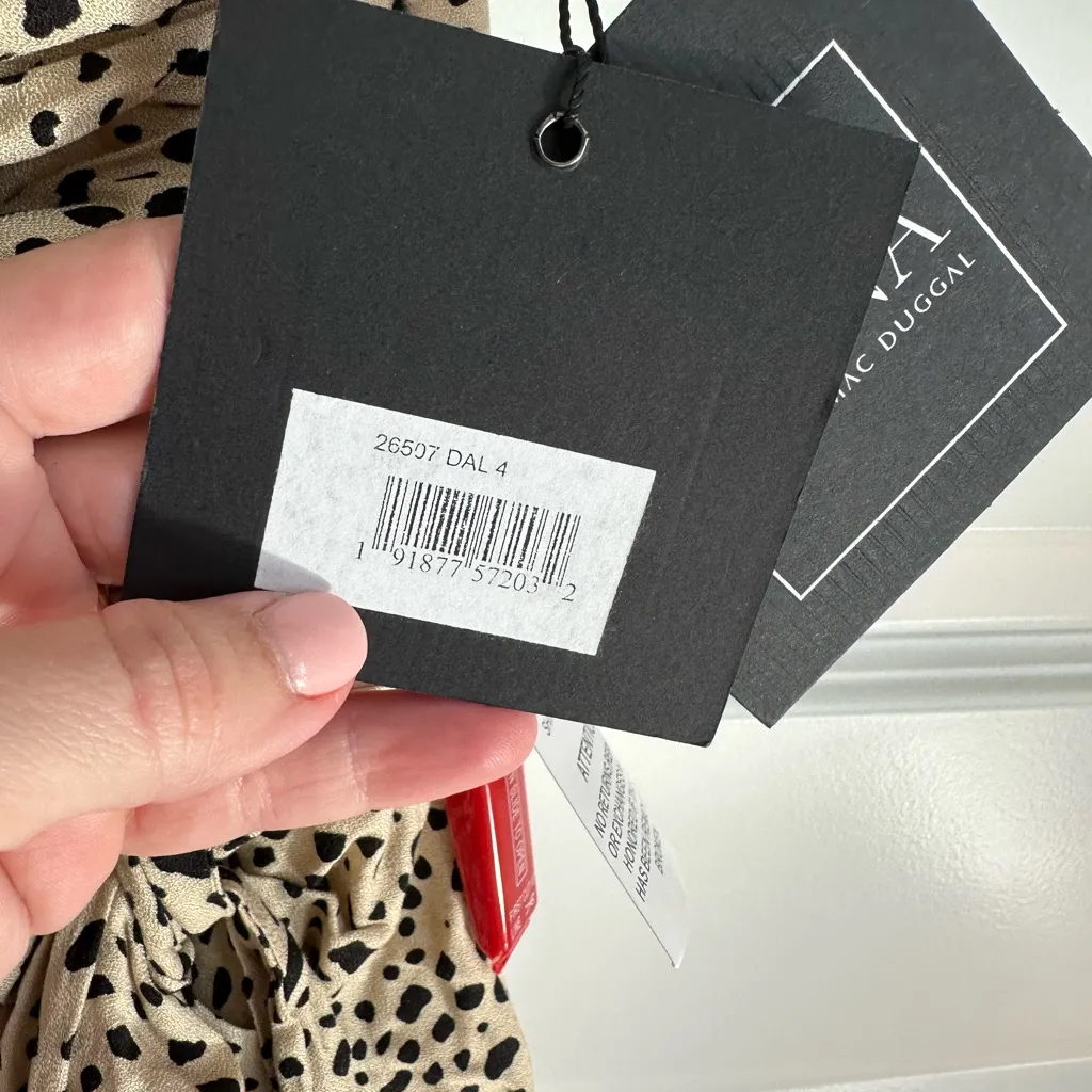 leena Mac Duggal‎ One Shoulder Animal Print Draped Mini Dress- NWT - Image 6