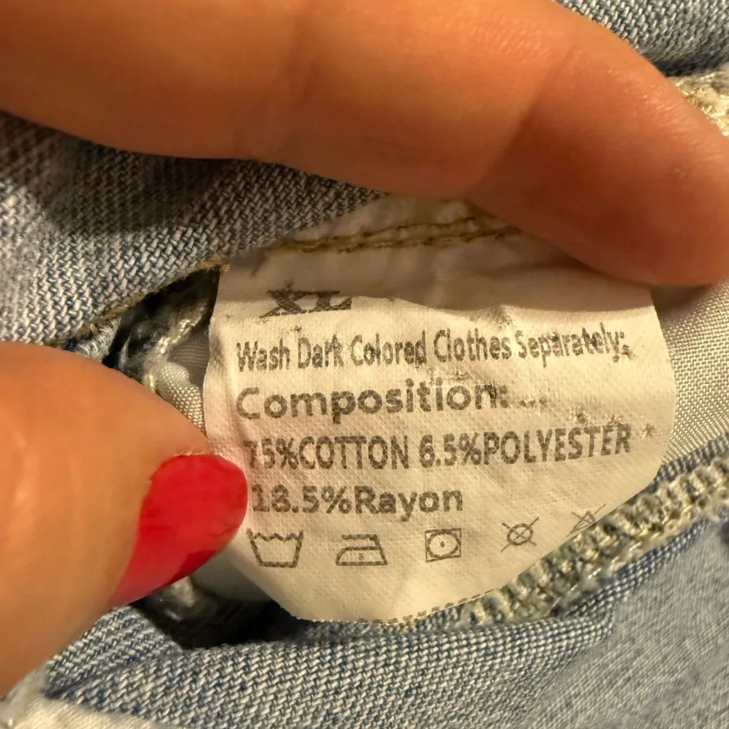 Artistic BOHO Floral Retro Painted Unique Denim XL Colorful Unbranded Overalls Blue - Image 2