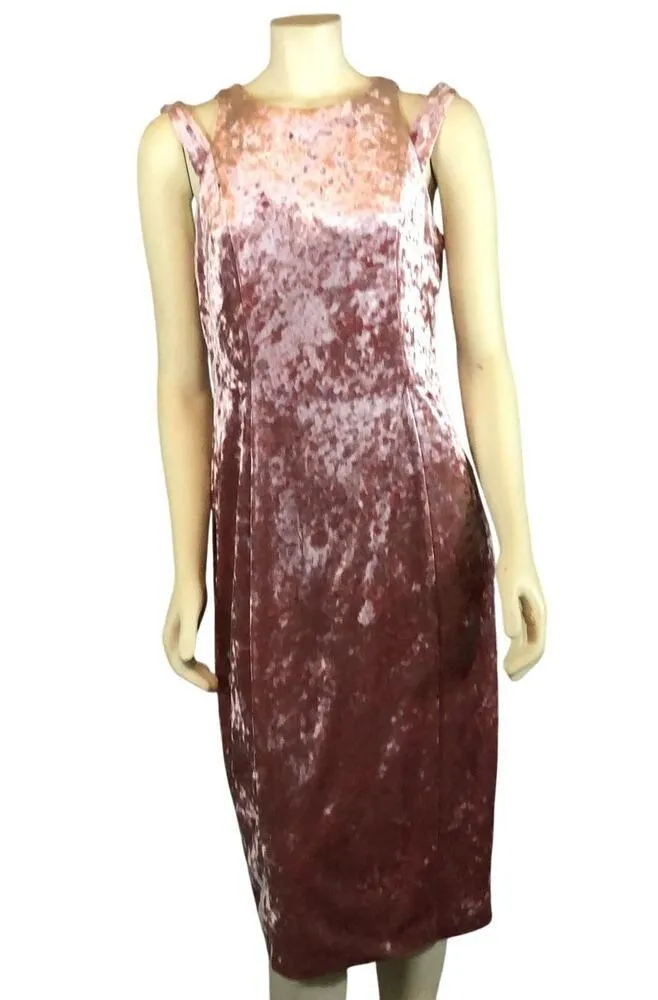 Maggy London crushed velvet dress in frosted pink with shoulder cut out size 10 - Image 2