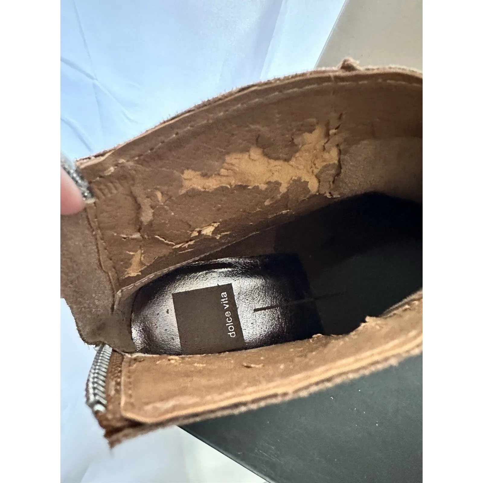 Dolce Vita Tucker Dark Saddle Suede Leather Ankle Booties Boots Size 9.5 READ⬇️ Brown - Image 8