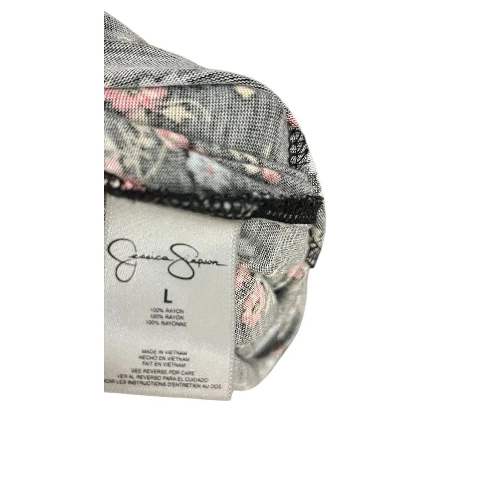 Vtg Floral Flowy Dress Asymmetric Fairycore Large Ethereal Romantic Y2K Rayon - Image 8