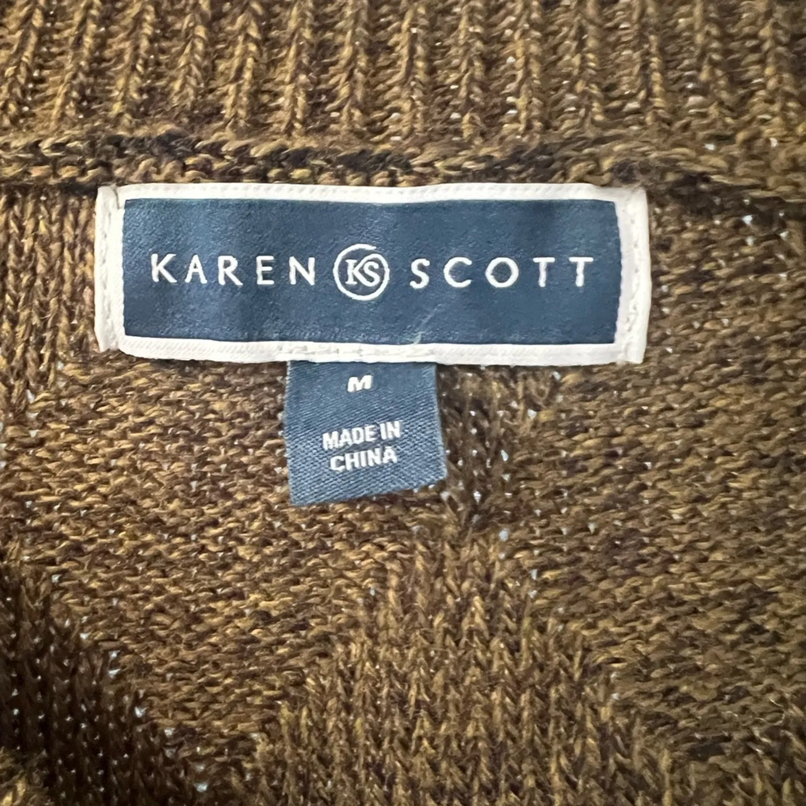 Karen Scott Women's Olive Sweater pullover Argyle Diamond Pattern Size Medium - Image 5