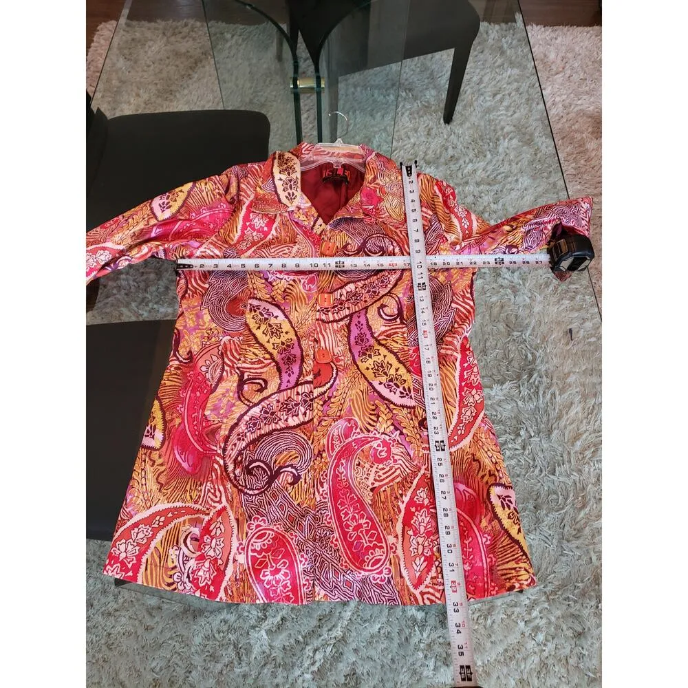 ISLE Apparel XL Colorful Paisley Print Button Front Blazer Jacket Long Sleeves - Image 10