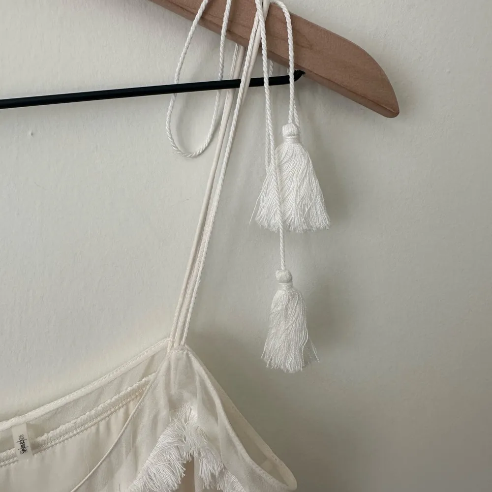 Elie Tahari 100% Silk Thelma Beaded Tassel Fringe Tank Top XS White - Image 4