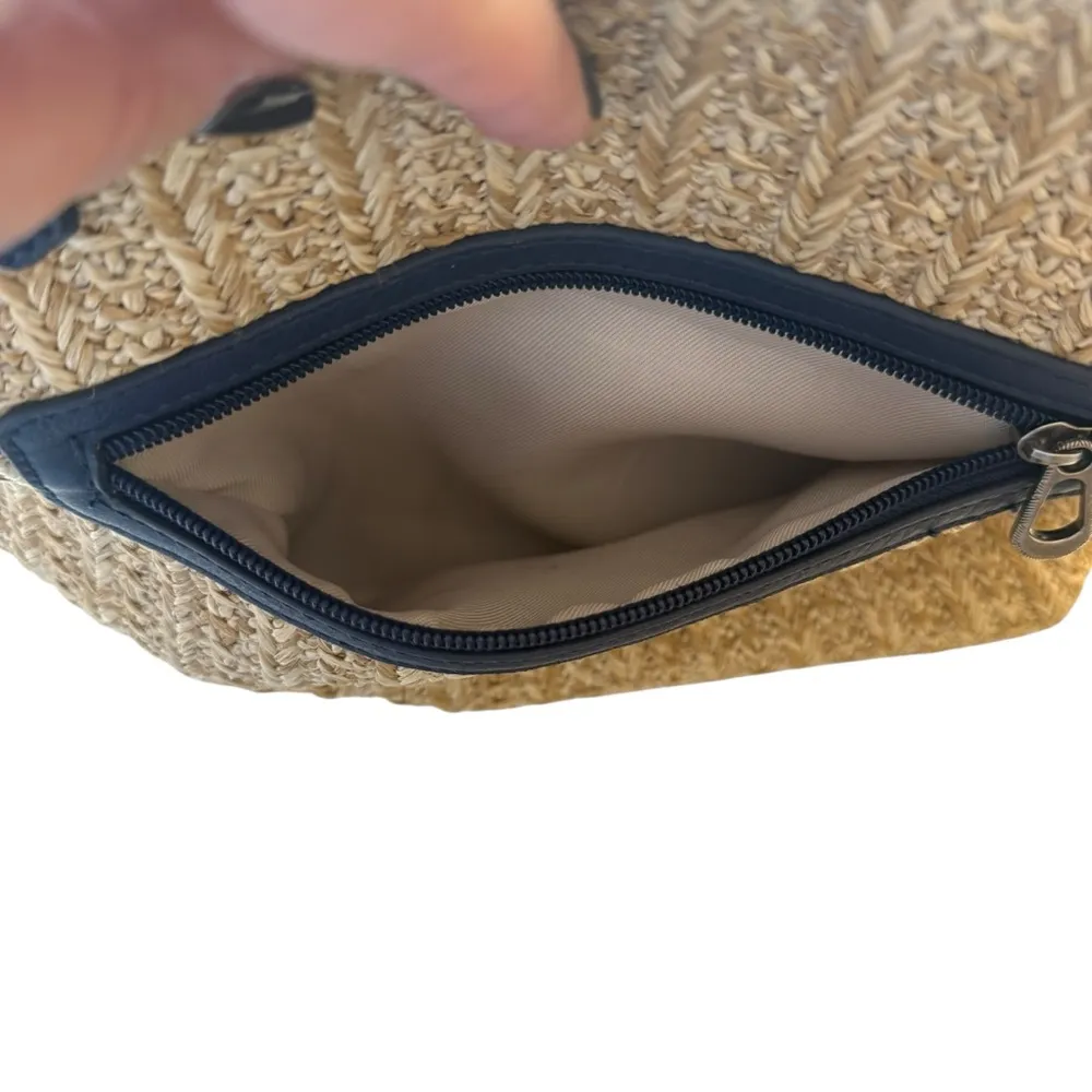 The Sak Sakroots Metro Tote 'Navy Spirit Desert' Straw & Canvas Shoulder Bag - Image 5