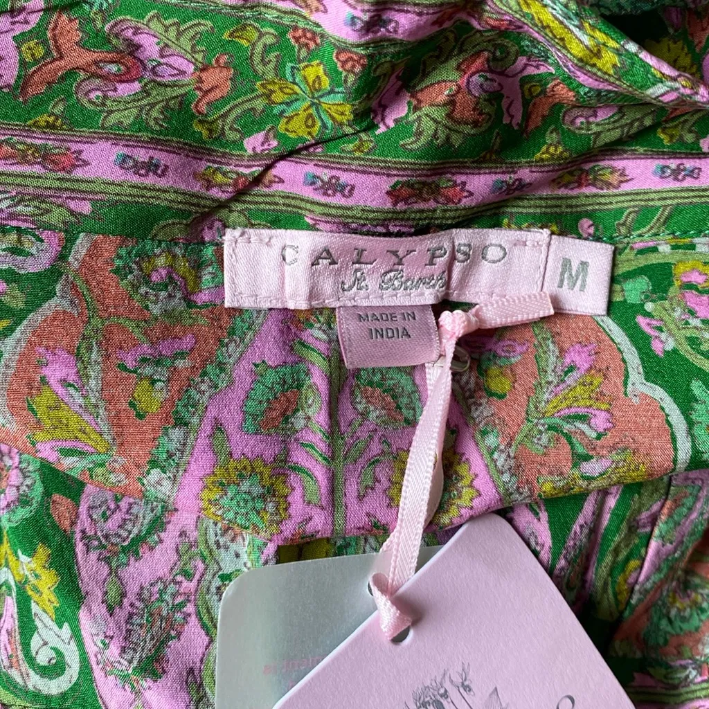 Calypso St Barth Green Silk Paisley Maxi Skirt M Ojala NWT - Image 5