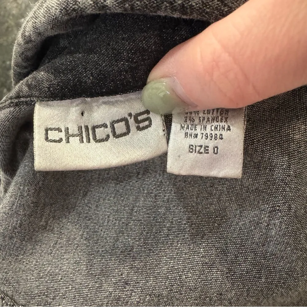 Chicos Black Grey Patterned Jean Jacket size 0 Small‎ - Image 4