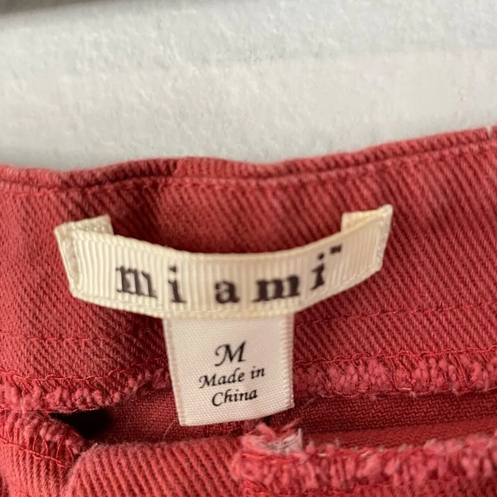 Miami Coral Denim Skirt M Snap Front Mini Casual Pockets Womens Cotton - Image 4
