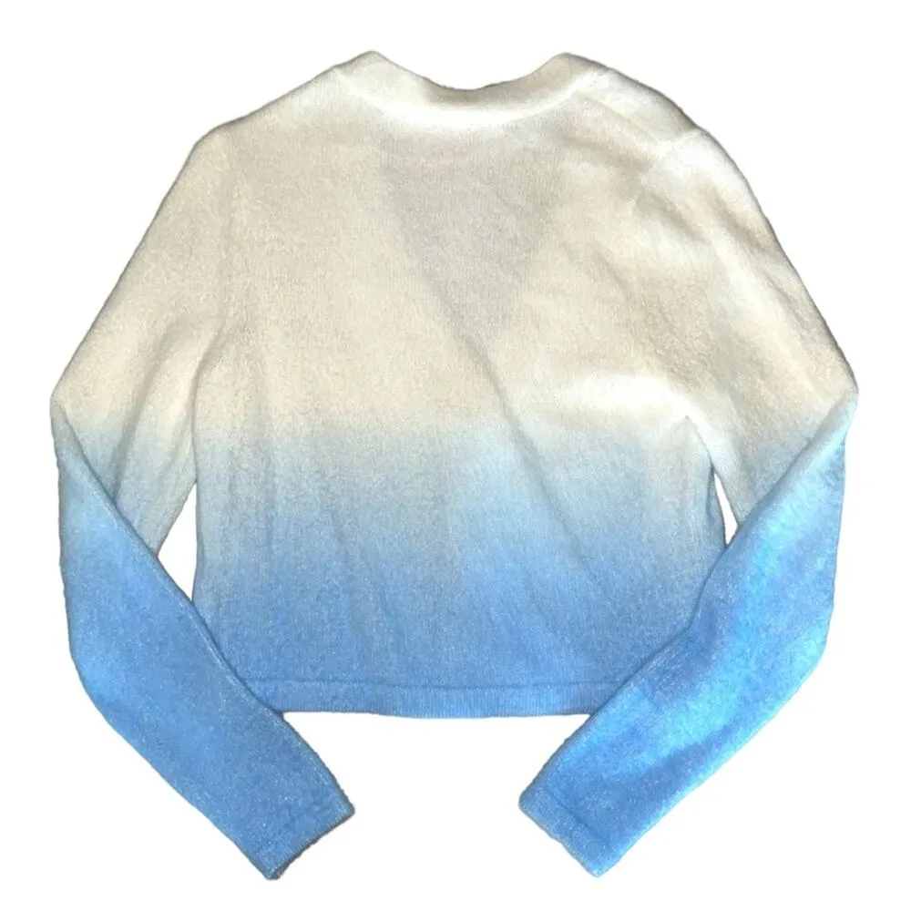 Bar III White Blue Ombre Knit V-neck Cardigan Sweater size Medium New with Tags - Image 6