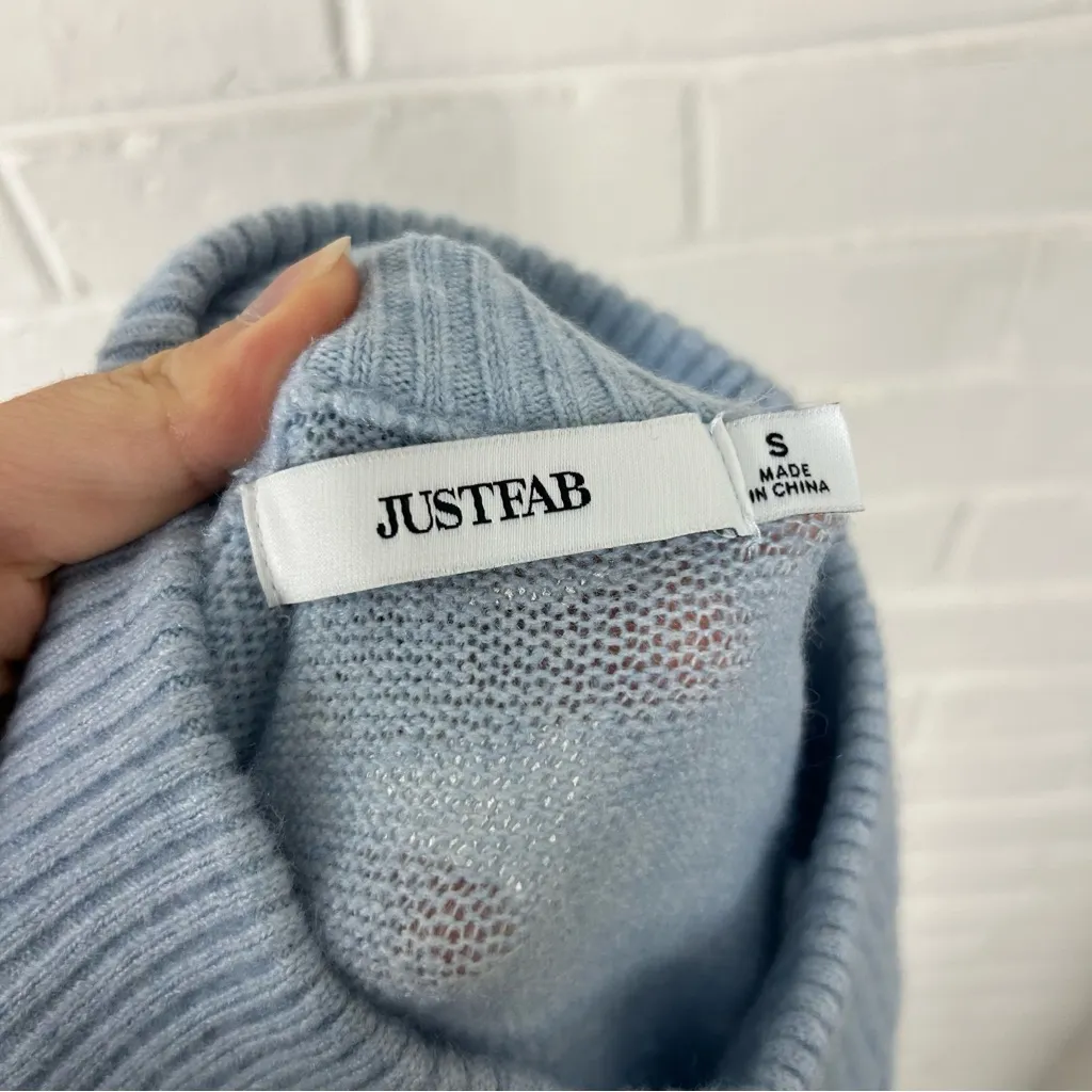 JustFab Baby Blue Knit Midi Sweater Dress Size S - Image 3