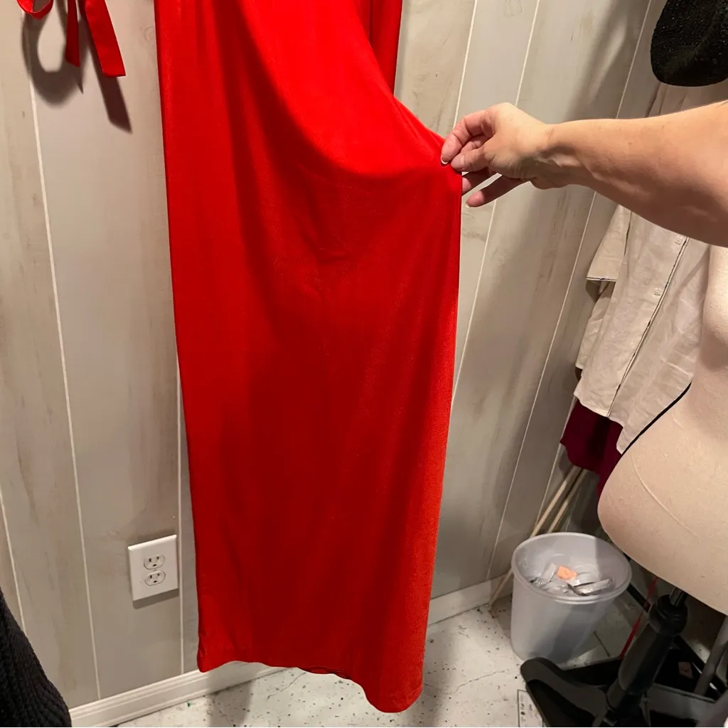 Groovy vintage 70’s Elles Belles fire red super wide bell bottoms pull on pants - Image 8