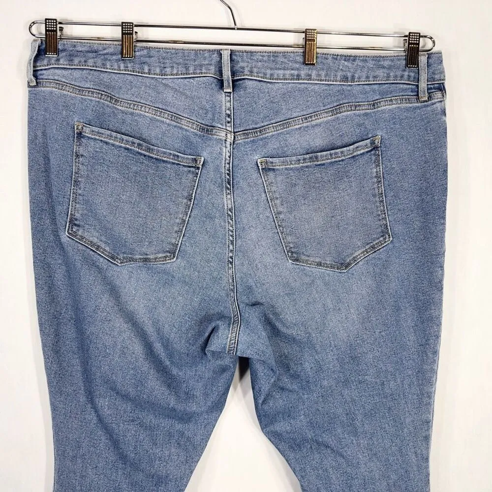 Old Navy Plus Sz 22 Jeans Skinny Cropped Light Blue Distressed Raw High Rise 459 - Image 9