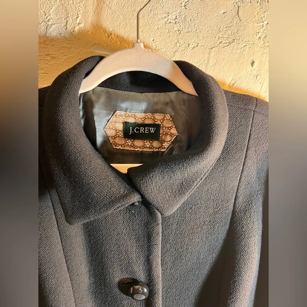 J. Crew Women's Wool Black Trench Coat S - Image 3