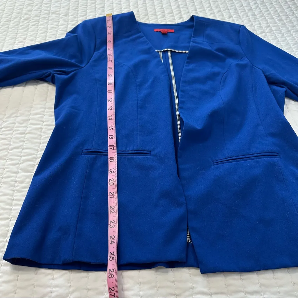 Elegant Royal Blue Women's Blazer 3/4 Sleeves with Shoulder Padding Size L - Image 3