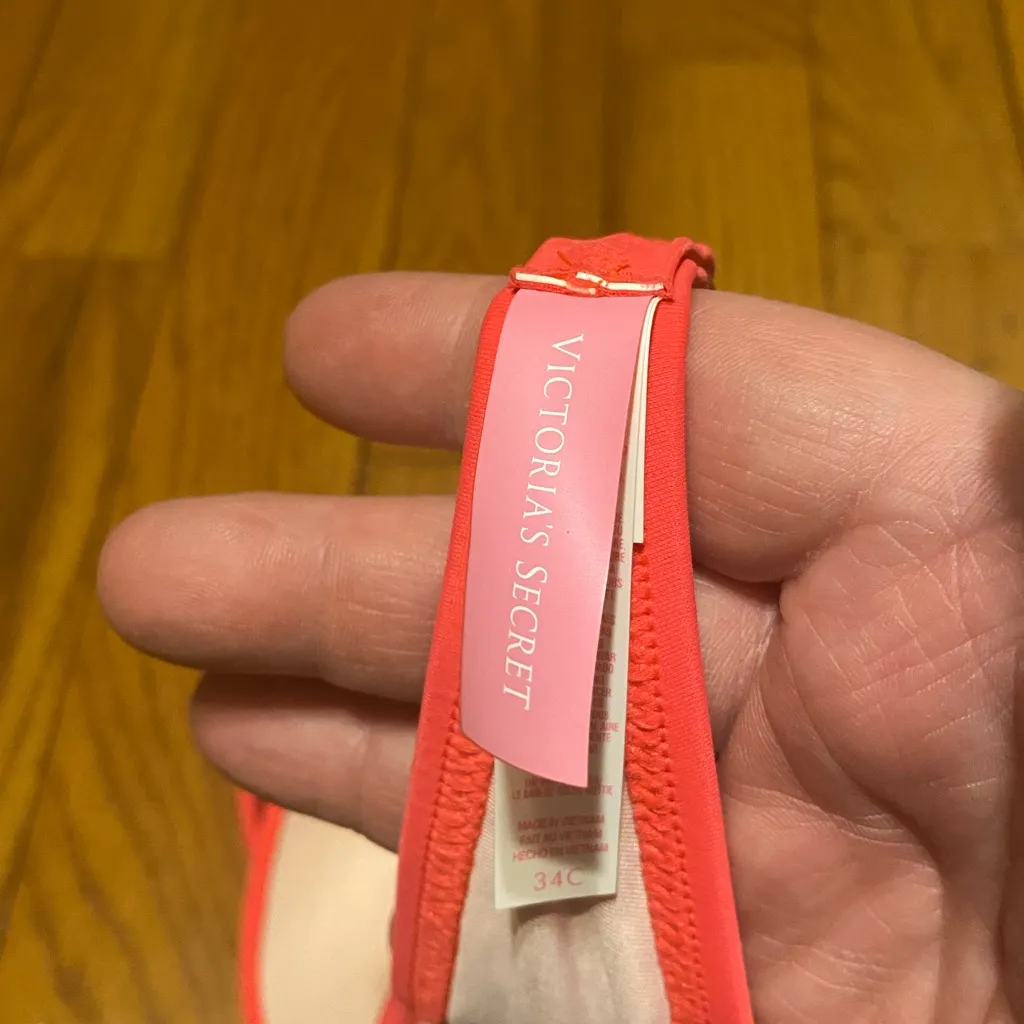 Victoria's Secret Hot Pink Neck Tie‎ Swim Bikini Top Size 34C - Image 3