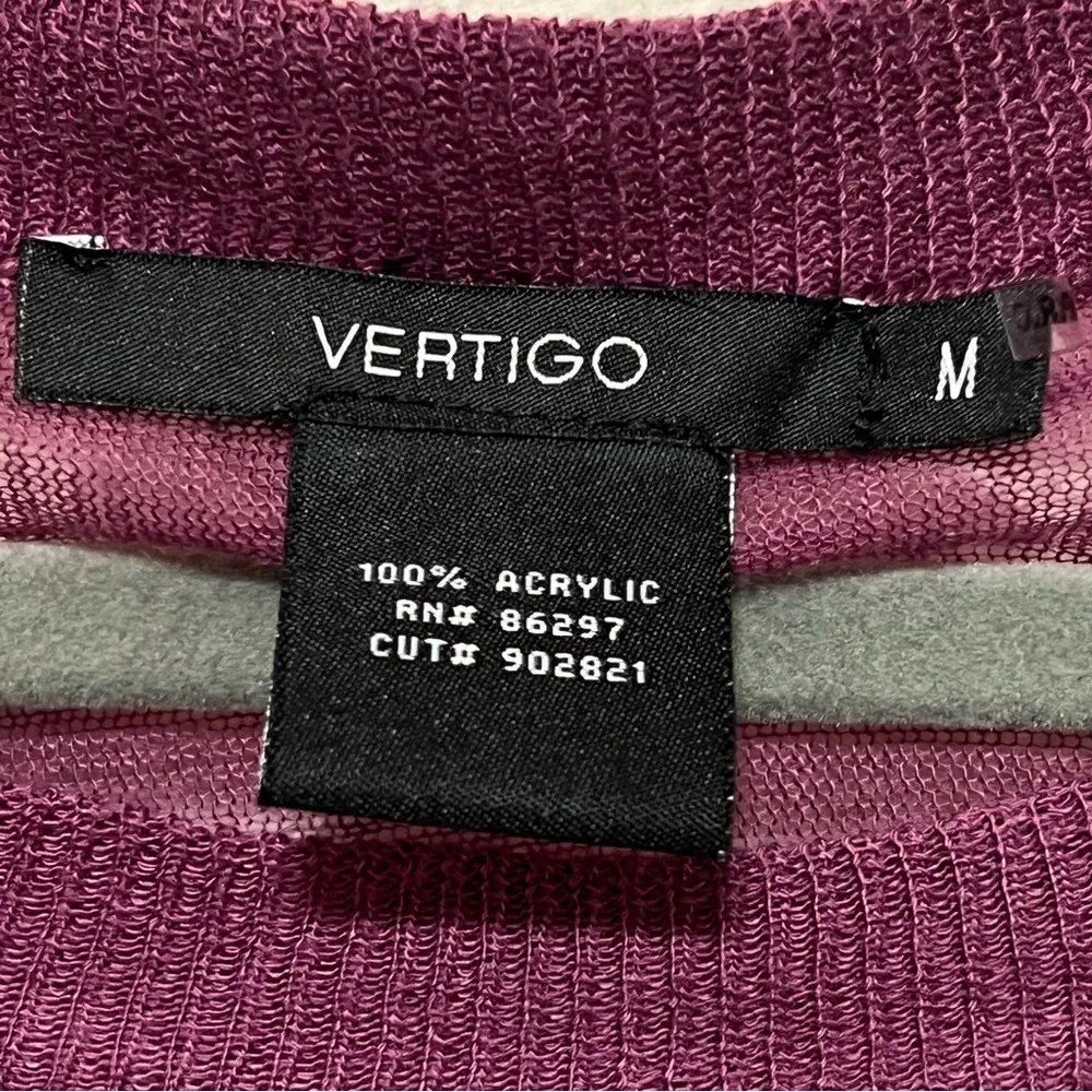 Vertigo delicate pullover vest, oversized lagenlook, purple, sheer knit, M - Image 2