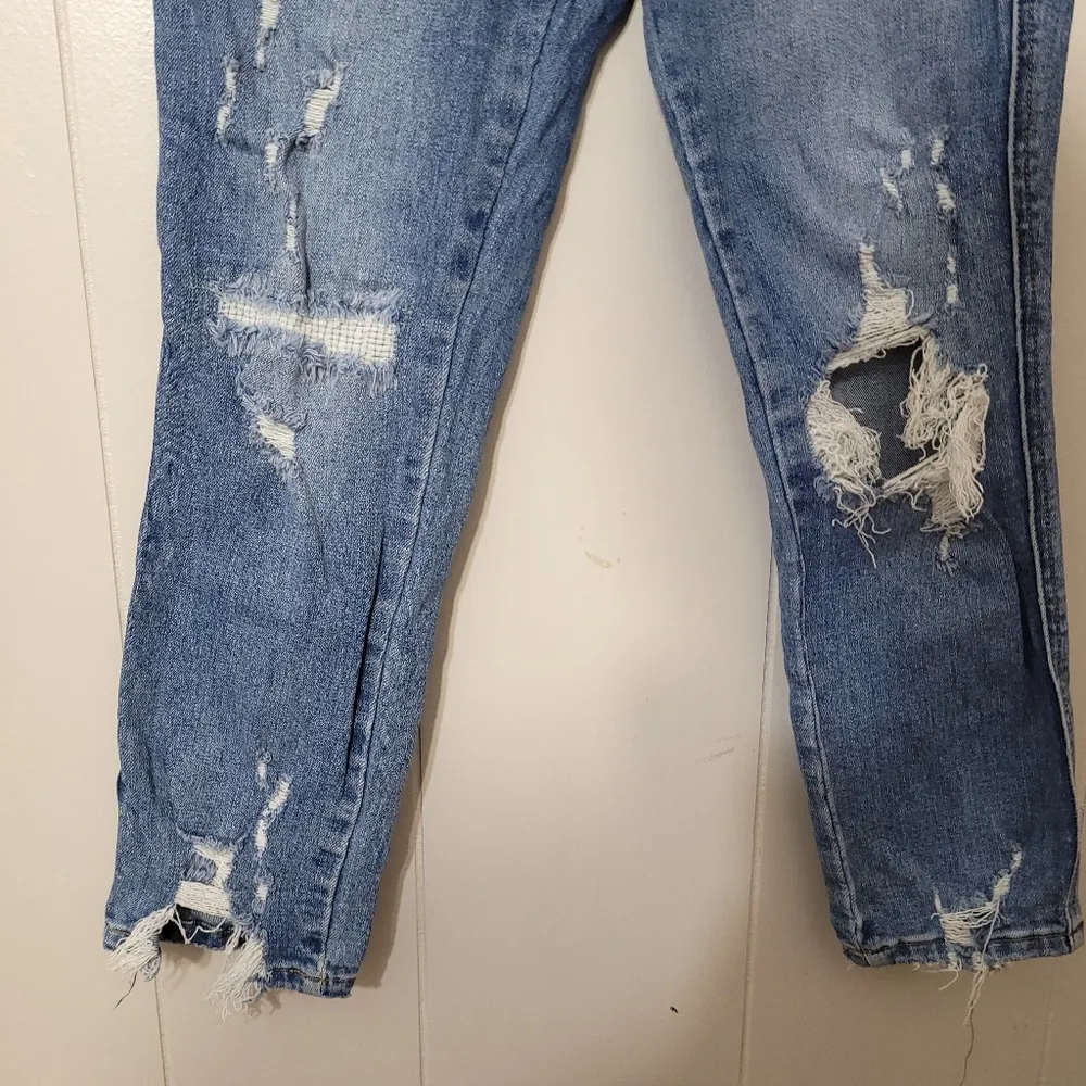 Mica Los Angeles Jeans Womens Blue Distressed Slim Straight High Rise Size 24 - Image 4