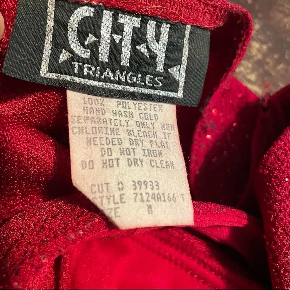 Vintage Y2K Red‎ Glitter Metallic Whimsigoth Dark Fairy Halter Prom Slit Dress M - Image 3