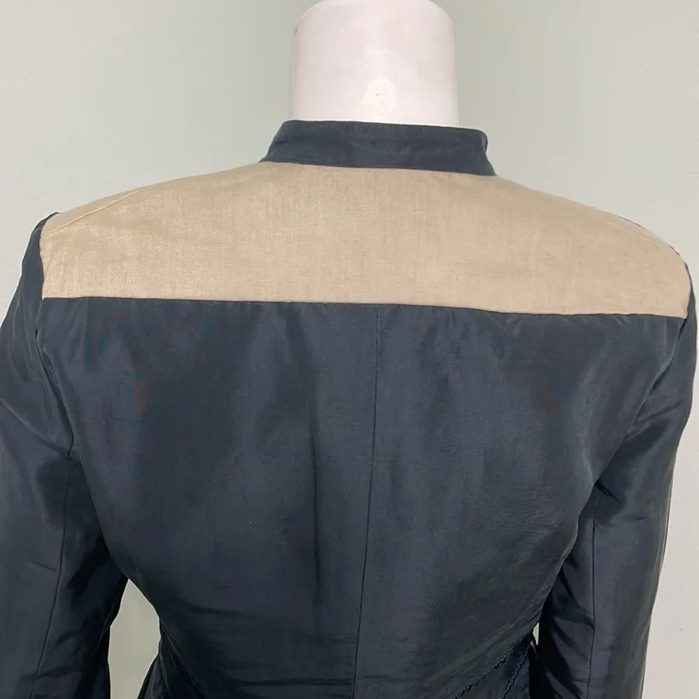 NOA NOA Turn back silk embroidered floral medium blazer jacket NEW Blue - Image 5