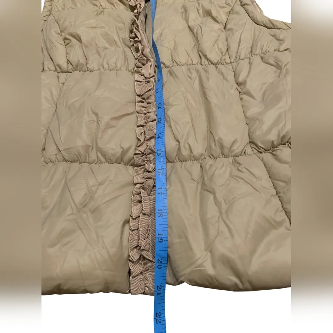​New York &Company Tan Peplum Puffer Vest Ruffle Trim Coquette Glam Grandmacore Brown Size XL - Image 8