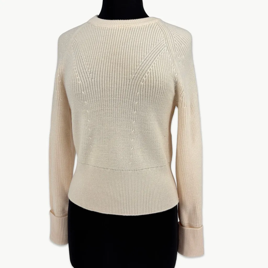 NWT Banana Republic Merino Wool Crewneck Knit Cuffed Sleeve Sweater | XS | Ivory - Image 14
