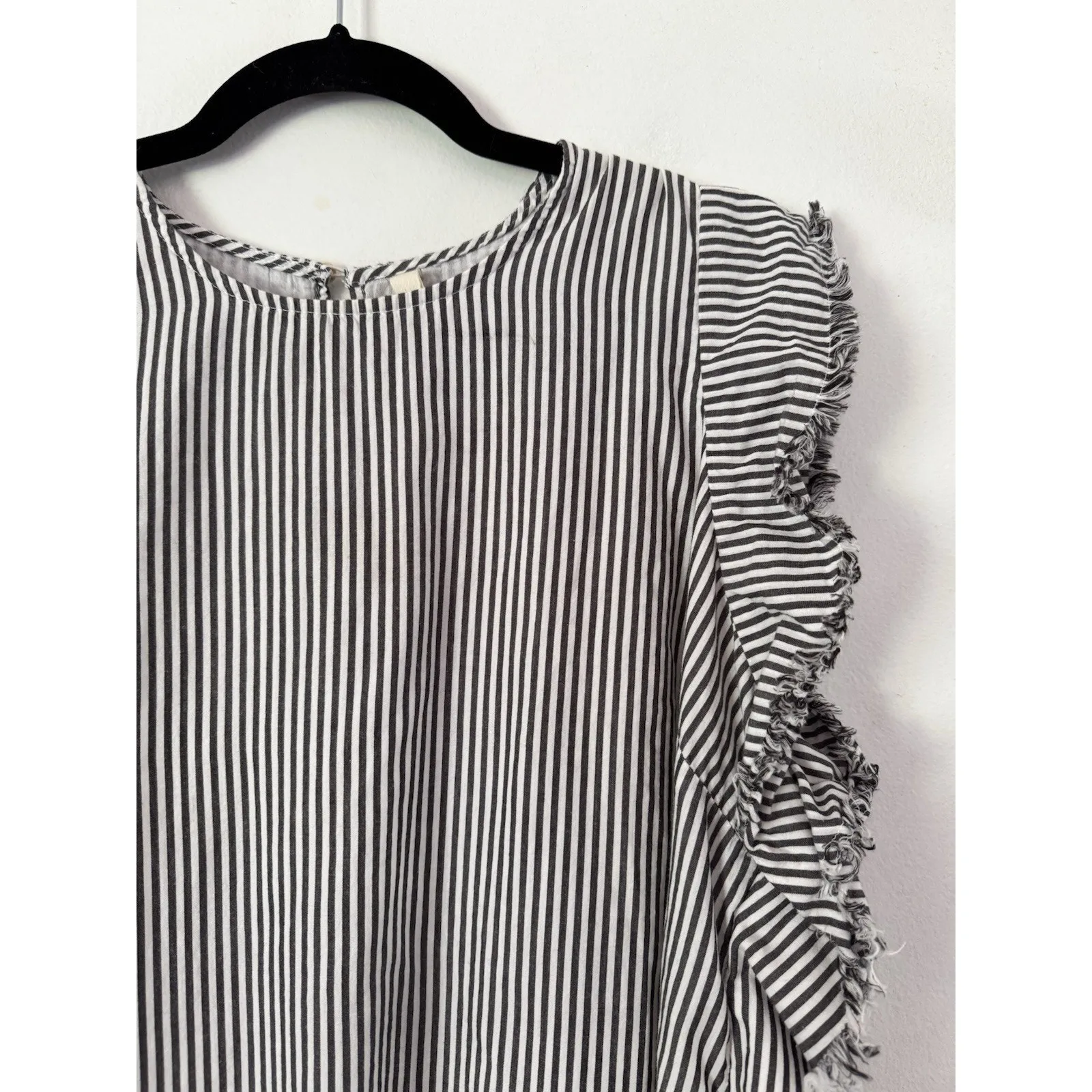 Elan Striped Fringe Cotton Top Women’s Size Medium Hobo Bohemian Hippie Beach - Image 3