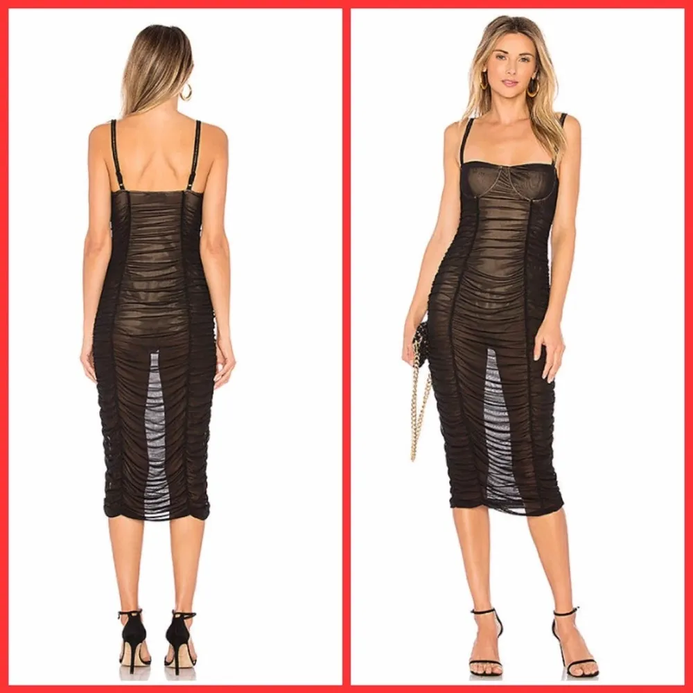 MAJORELLE REVOLVE Black Sheer Midi Dress Size XXS with built in nude bodysuit - Image 3
