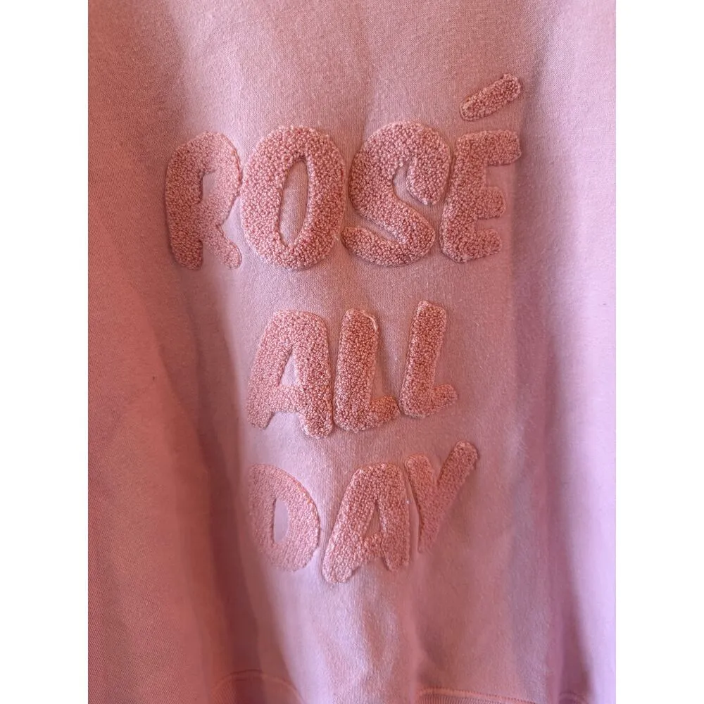 Green Tea Rose All Day Fleece Sweatshirt Oversized Cotton Pink Women's Size XXL - Image 4