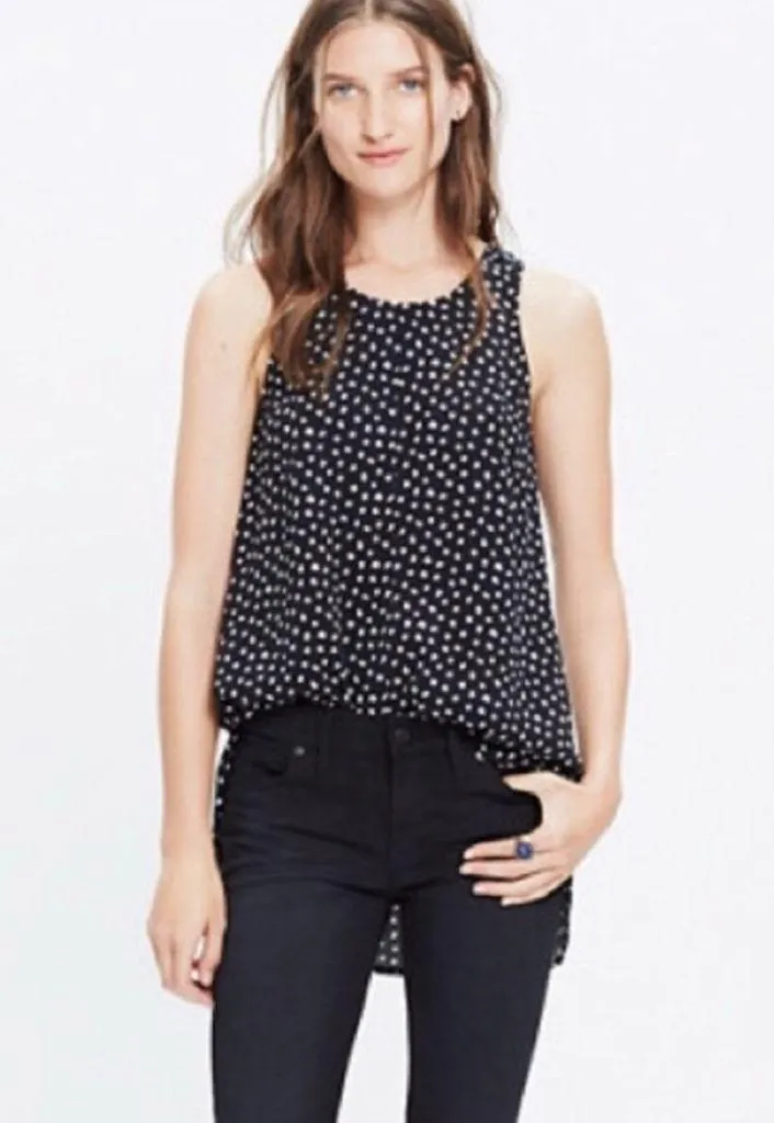 Madewell Women's Medium Racerback Tank Top Blouse Star Flurry Curved Hem Shirt - Image 4