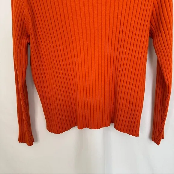 Studio Works Sweater Pullover Ribbed Mock Neck Womens Size Large Orange‎ - Image 9