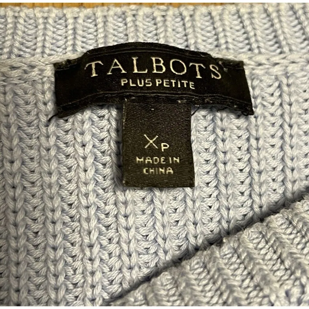 Talbots Sweater Size Plus Petite Blue 3D Textured Pullover Xp Polka Dots Casual‎ - Image 3
