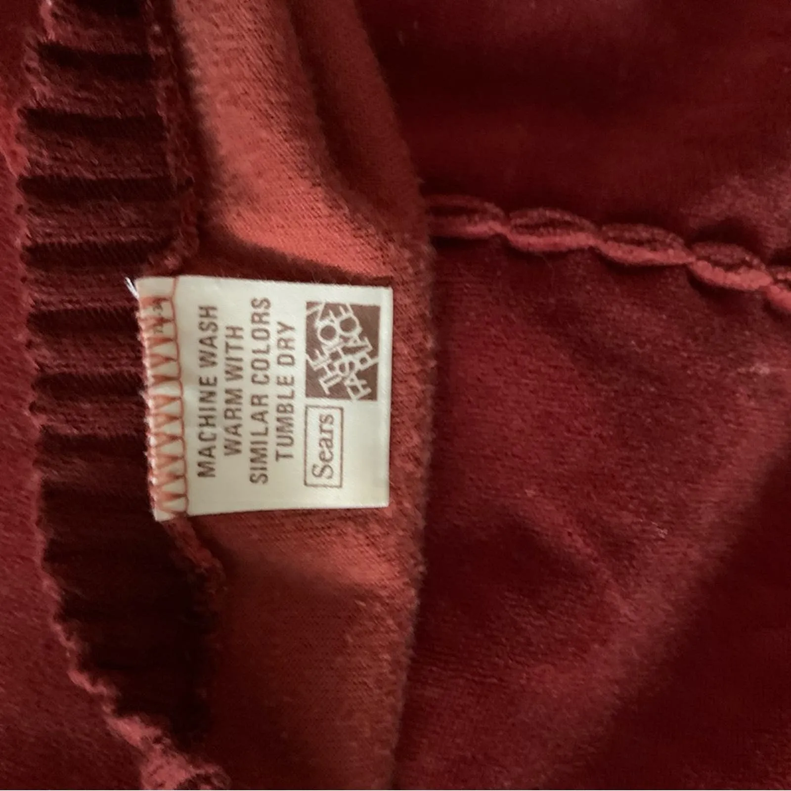 Vintage Sears Orange Pullover V Neck Sweater Orange Rust Terra Cotta Size L or S - Image 4