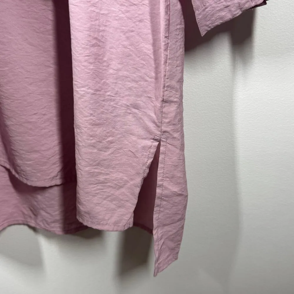 J Jill Top Women M Pink V-Neck 3/4 Sleeve Flowy Lagenook Blouse Minimal Modest - Image 5