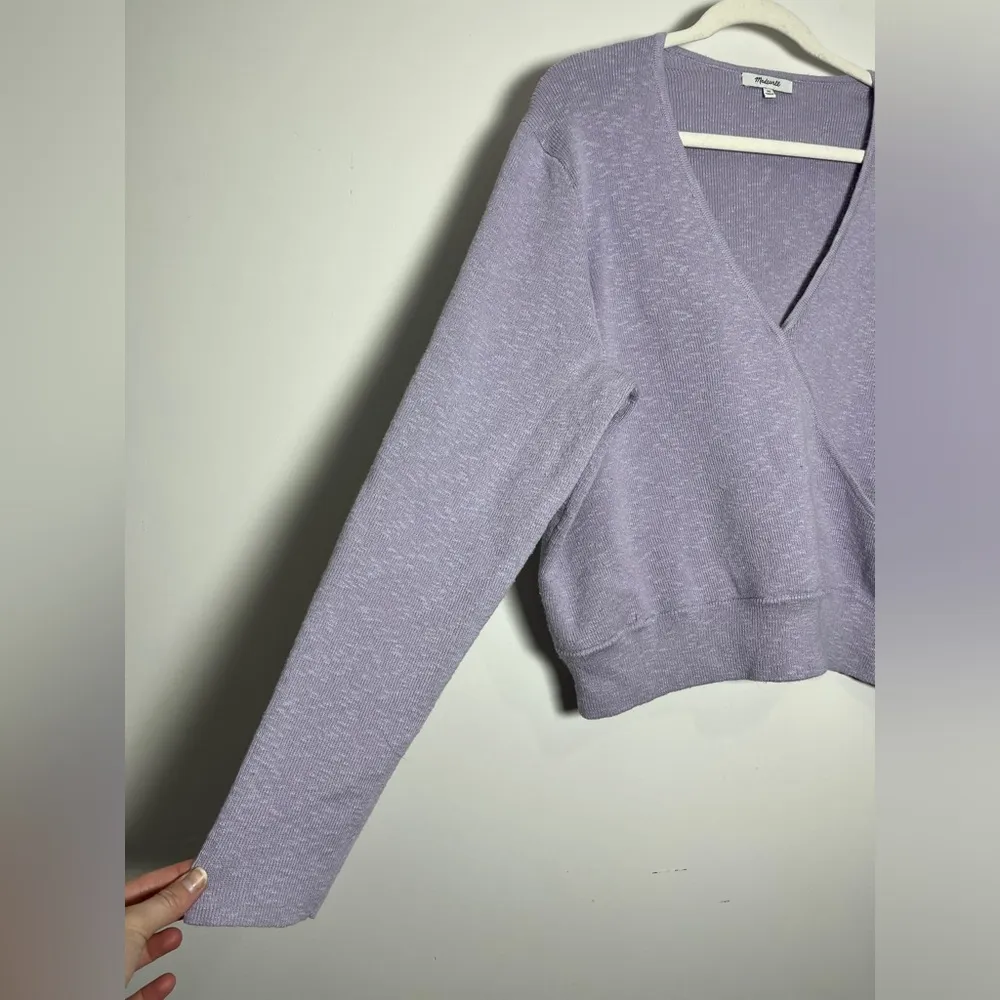 Madewell Women's Lavender Wrap-Front Light Weight Pull Over Sweater Size 2X - Image 9