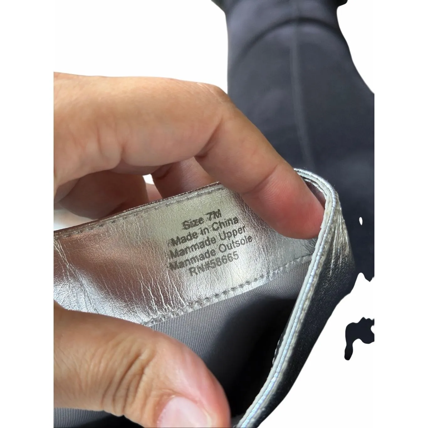 Open Edit Tall Boot in Silver Metallic Size 7 Stiletto Heel Pointed Toe - Image 6