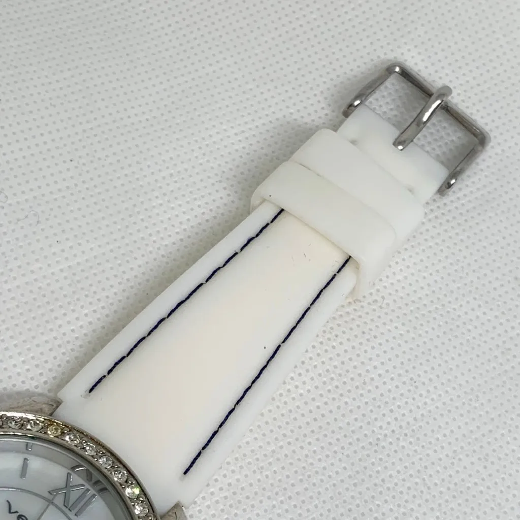 Vernier women’s watch silver tone rhinestones 40mm quartz analog Roman running - Image 4