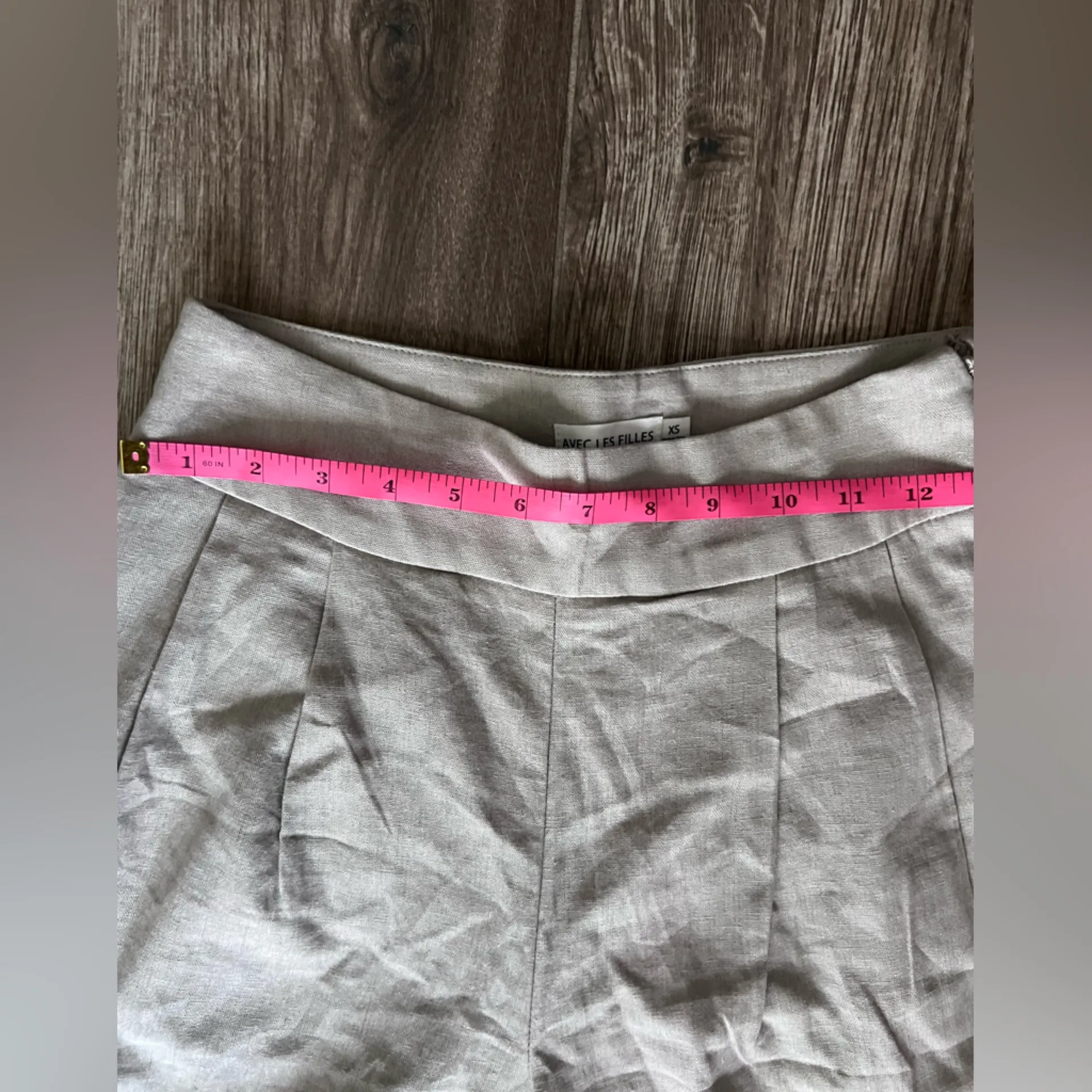 Avec les Filles Wide-Leg Linen Pants in Light Beige sz XS - Image 5