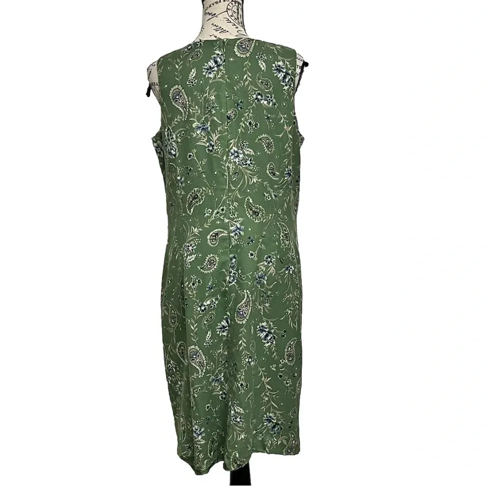 Charter Club Women’s Green Floral Silk Shift Dress Vintage Cottagecore Fairy 12 - Image 5