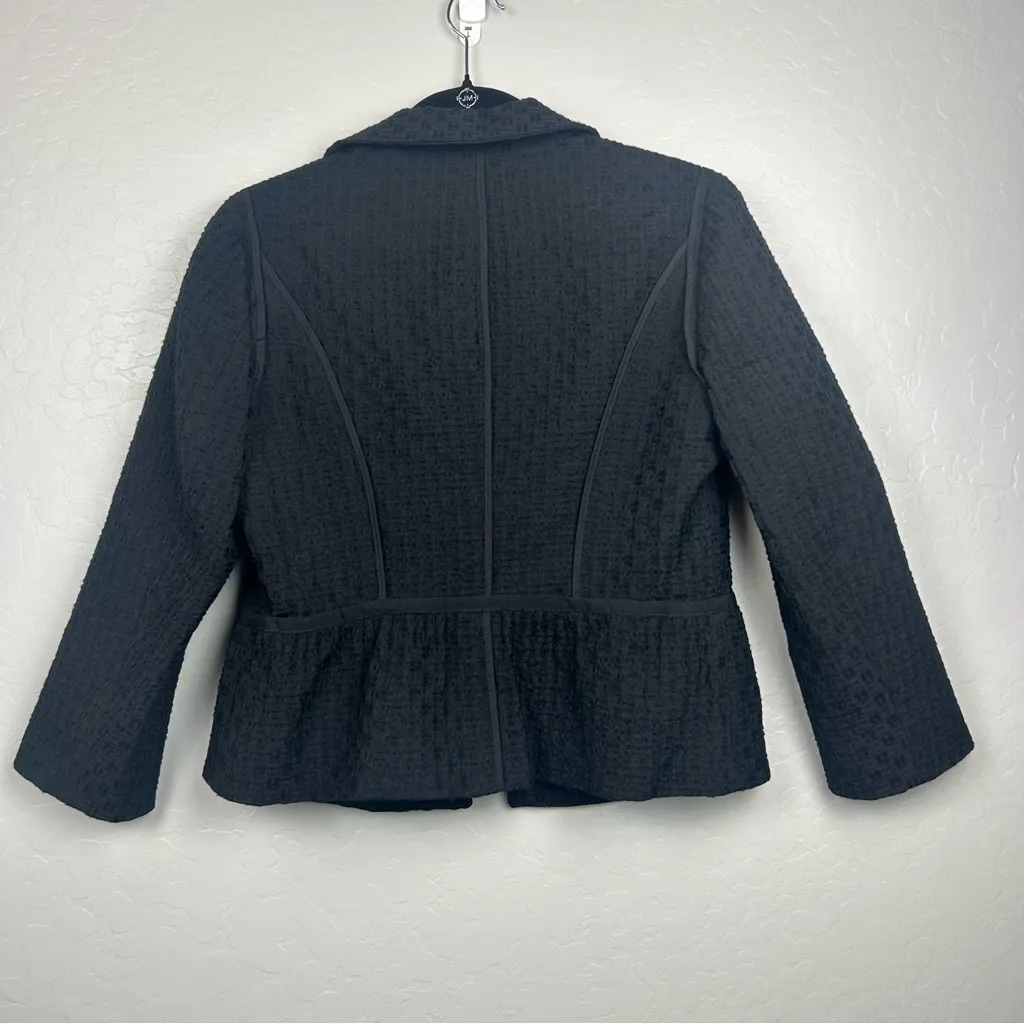Ann Taylor LOFT black wool blend textured ruffled blazer jacket size 8 NEW - Image 12