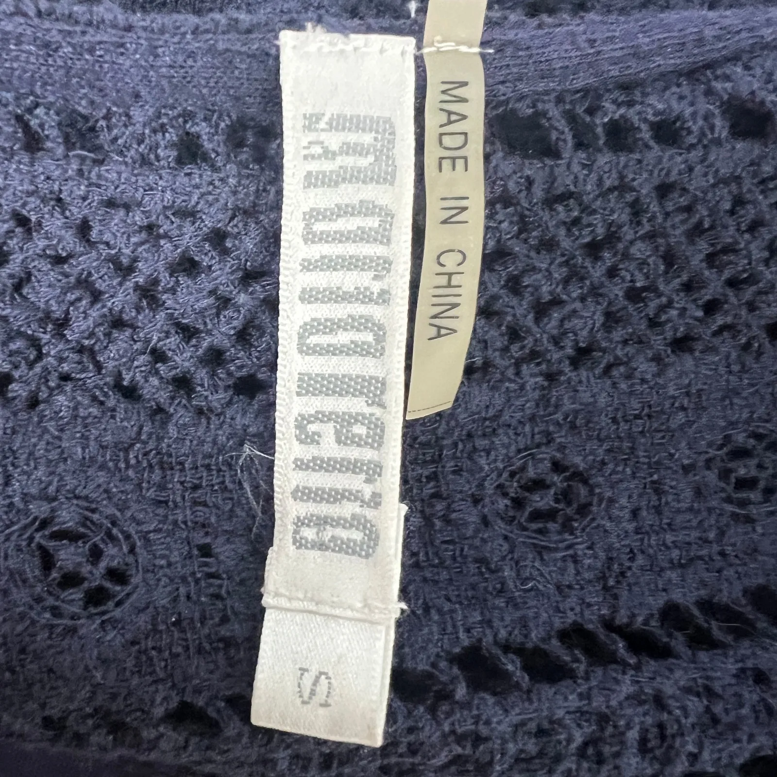 Monoreno Linen Cotton Crochet 3/4 Sleeve Women's Top Size Small Long Length - Image 2