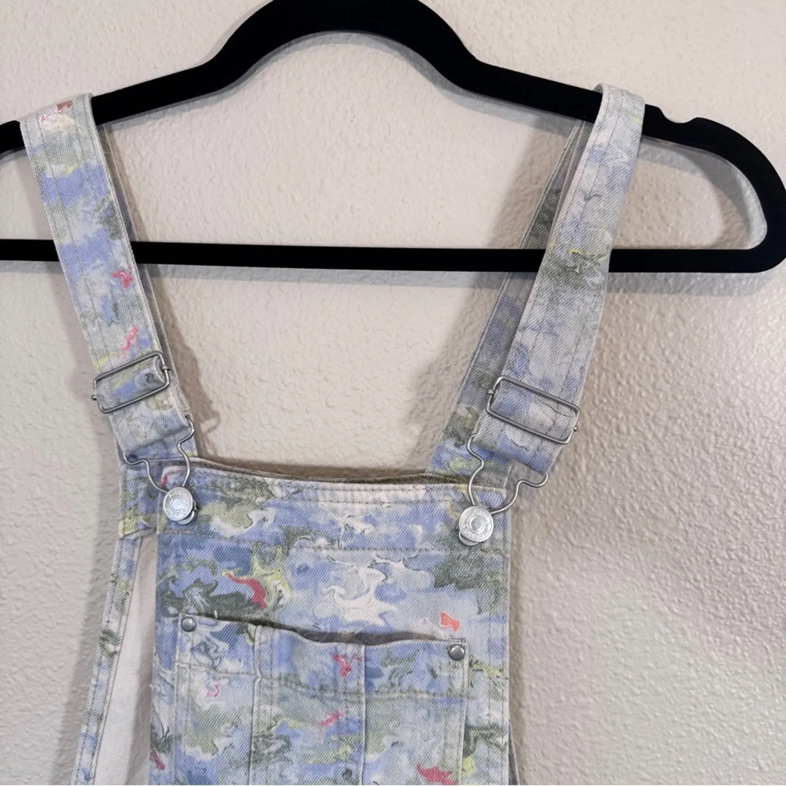 Pilcro Anthropologie Cut Off Denim Short Overalls Womens 25 Pastel Beachy Jean - Image 2