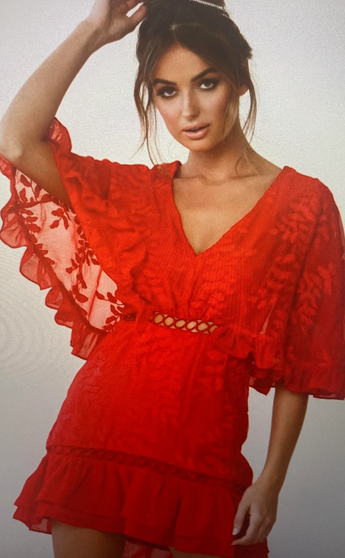 Caspar Batwing Dress -red - Image 3