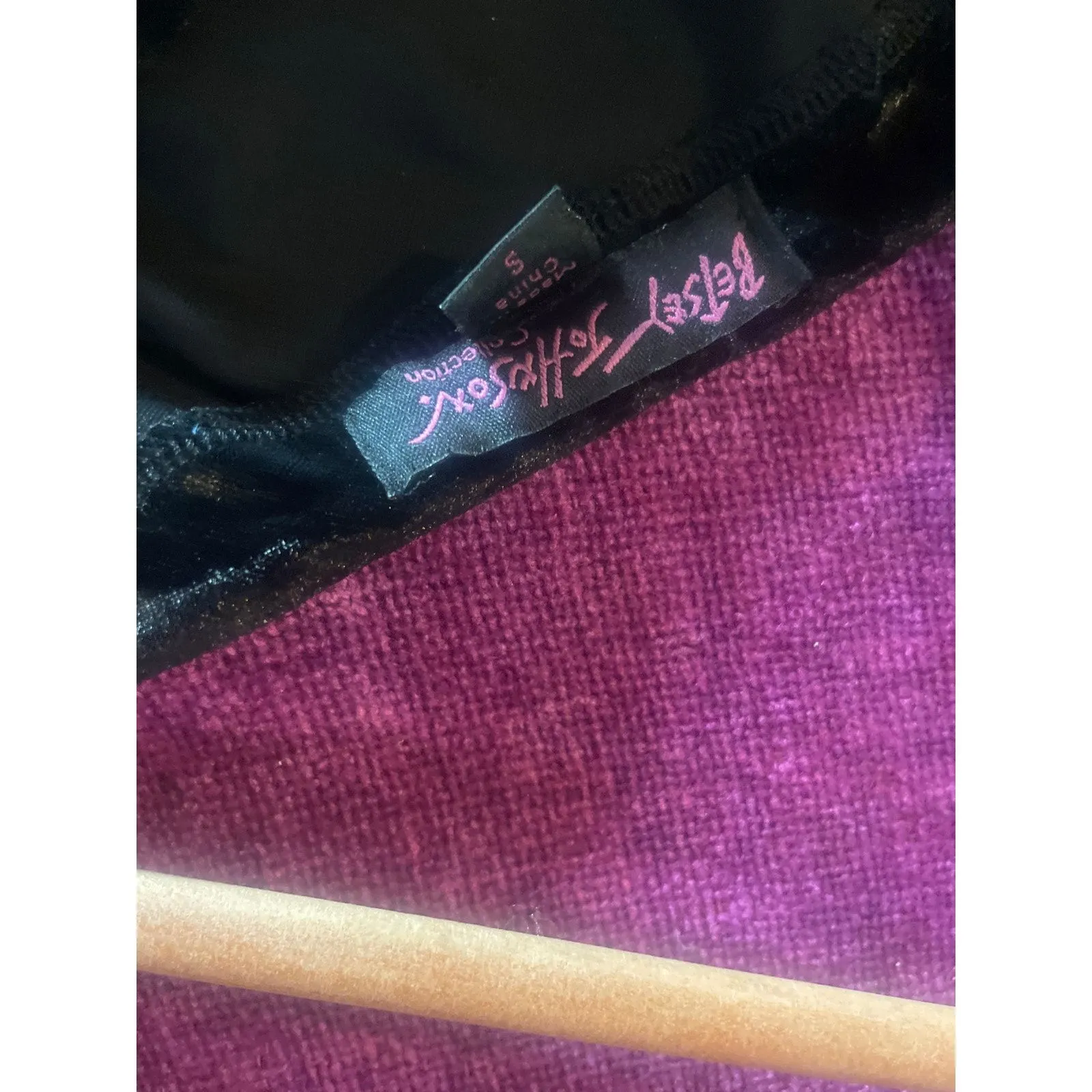 Vintage BETSEY JOHNSON Velvet Mini Dress FAIRY GRUNGE STRETCH Small Black Label - Image 4